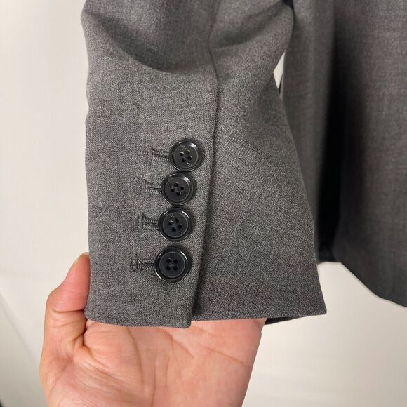 NWT Banana Republic Double Weave Asymmetrical Blazer Size 12 Gray Stretch Womens - Picture 7 of 14